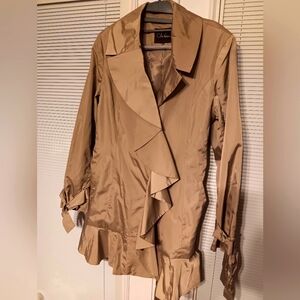 Chic Cole Haan Brown Ruffle Jacket